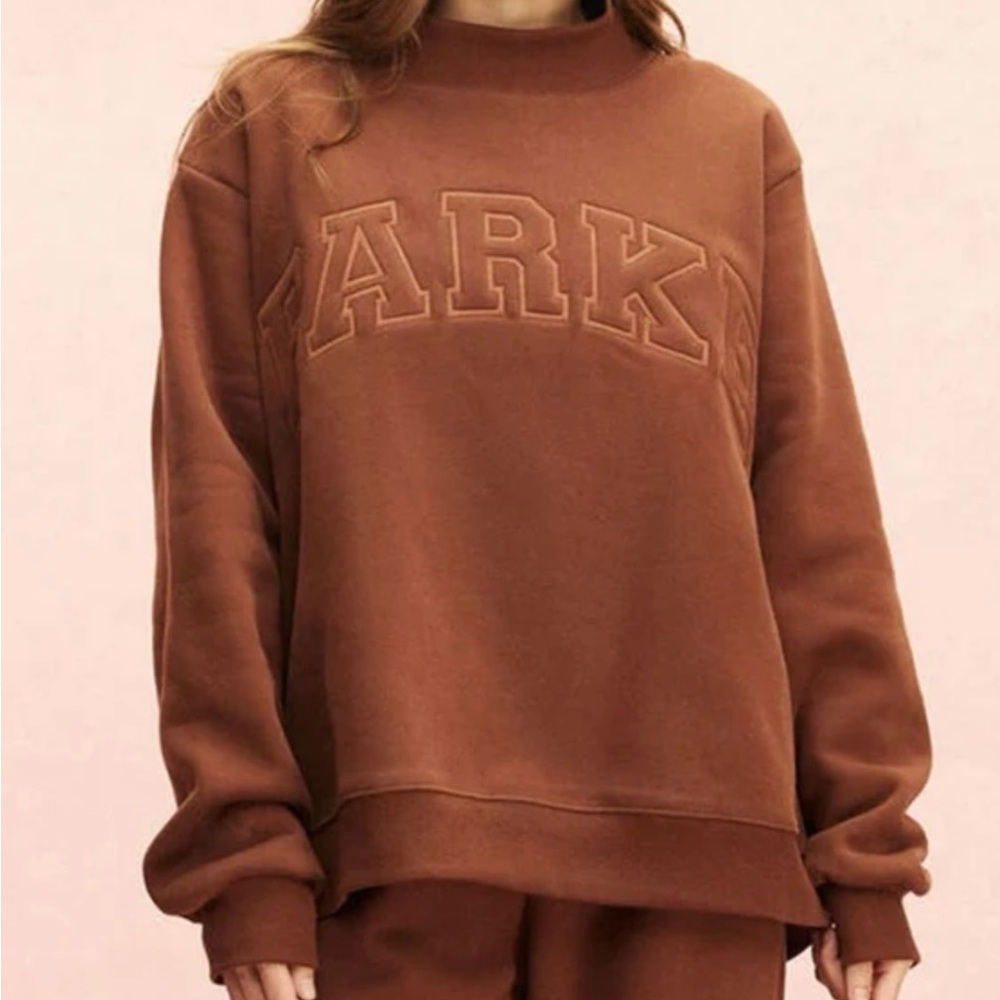 PARKE Tonal Collection Monochrome Varsity Mockneck - Mocha NWT